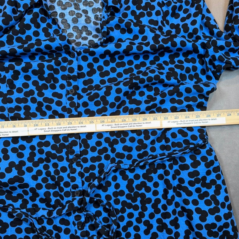 Ava & Viv Polka Dot Dress Womens 4X Blue Black Button Front Midi Casual Office - Picture 8 of 15